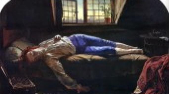 亨利·沃利斯的画作《查特顿之死》描绘了一个用砒霜自杀的人