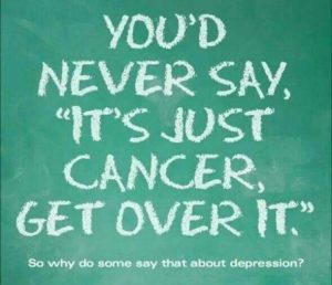 “克服它”从来都不是有用的建议。告诉一个患有精神疾病的人“get over it”就像对癌症患者说这句话一样有帮助。读这篇文章。